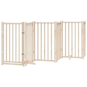 Recinto Pieghevole Per Cani 6 Pannelli In Legno Di Pioppo, Marrone, 300 Cm, Con Porta E Serrature, Autoportante, Per Cani Piccoli E Medi