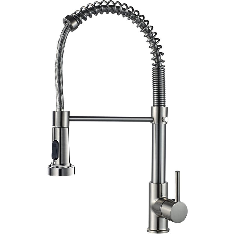 Mosiężna wyciągana bateria kuchenna z wyciąganą słuchawką prysznicową, jednouchwytowa bateria zlewozmywakowa (nikiel szczotkowany)