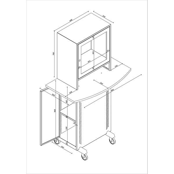 Armadio Per Computer EUROKRAFT Basic, Versione Standard, Colore Grigio Chiaro/blu Genziana, Dimensioni 1638x600x350 Mm, Con Ripiano Per Mouse E Serratura