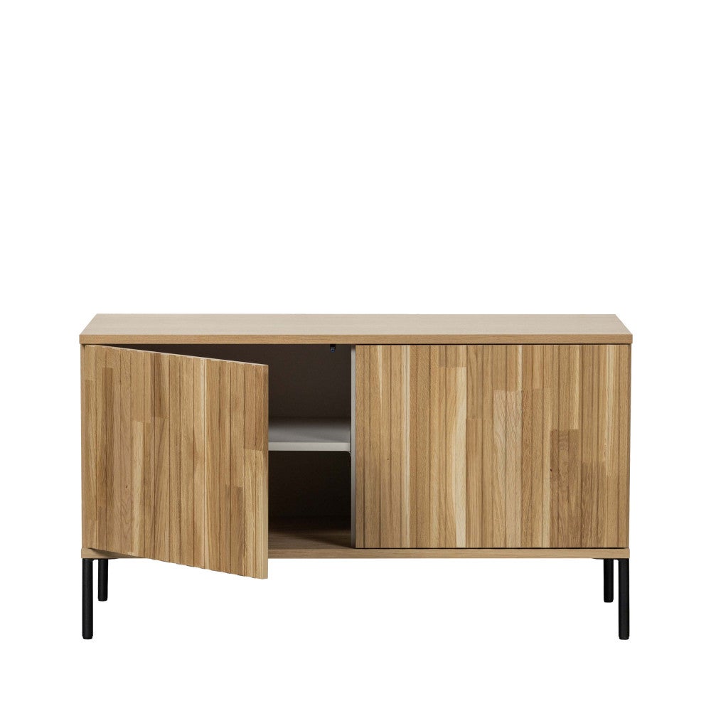 New Gravure - Meuble TV 2 portes en bois L100cm - Bois clair - 4