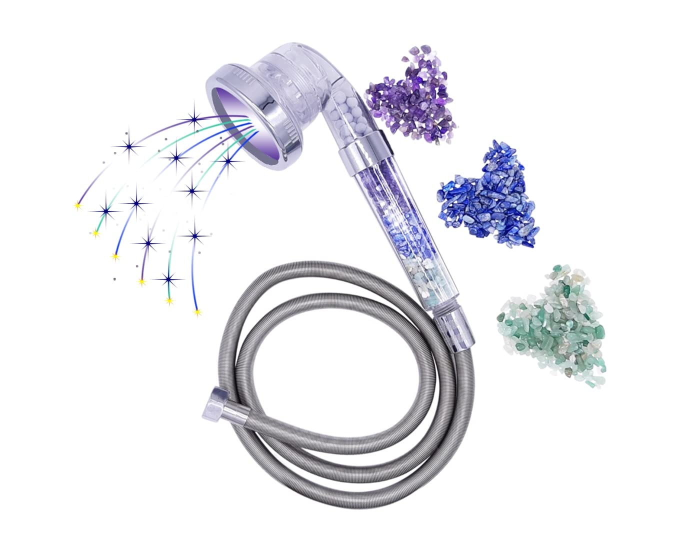 Soffione Doccia Con 6 Modalità | Doccino A Mano Con Tubo Flessibile 1,6m | Risparmio Idrico | Cromo - Foto 7