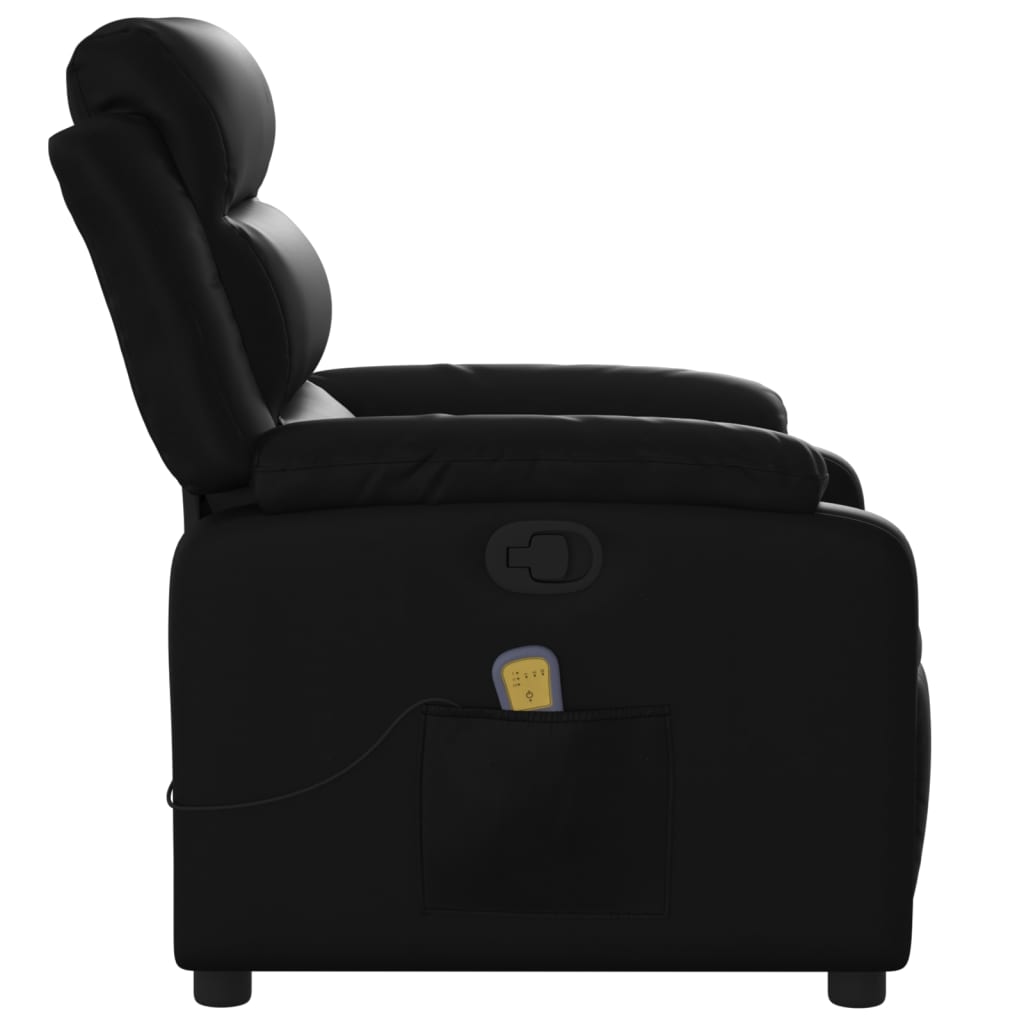 Fauteuil de Salon，Chaise，Fauteuil de massage inclinable noir similicuir - 8