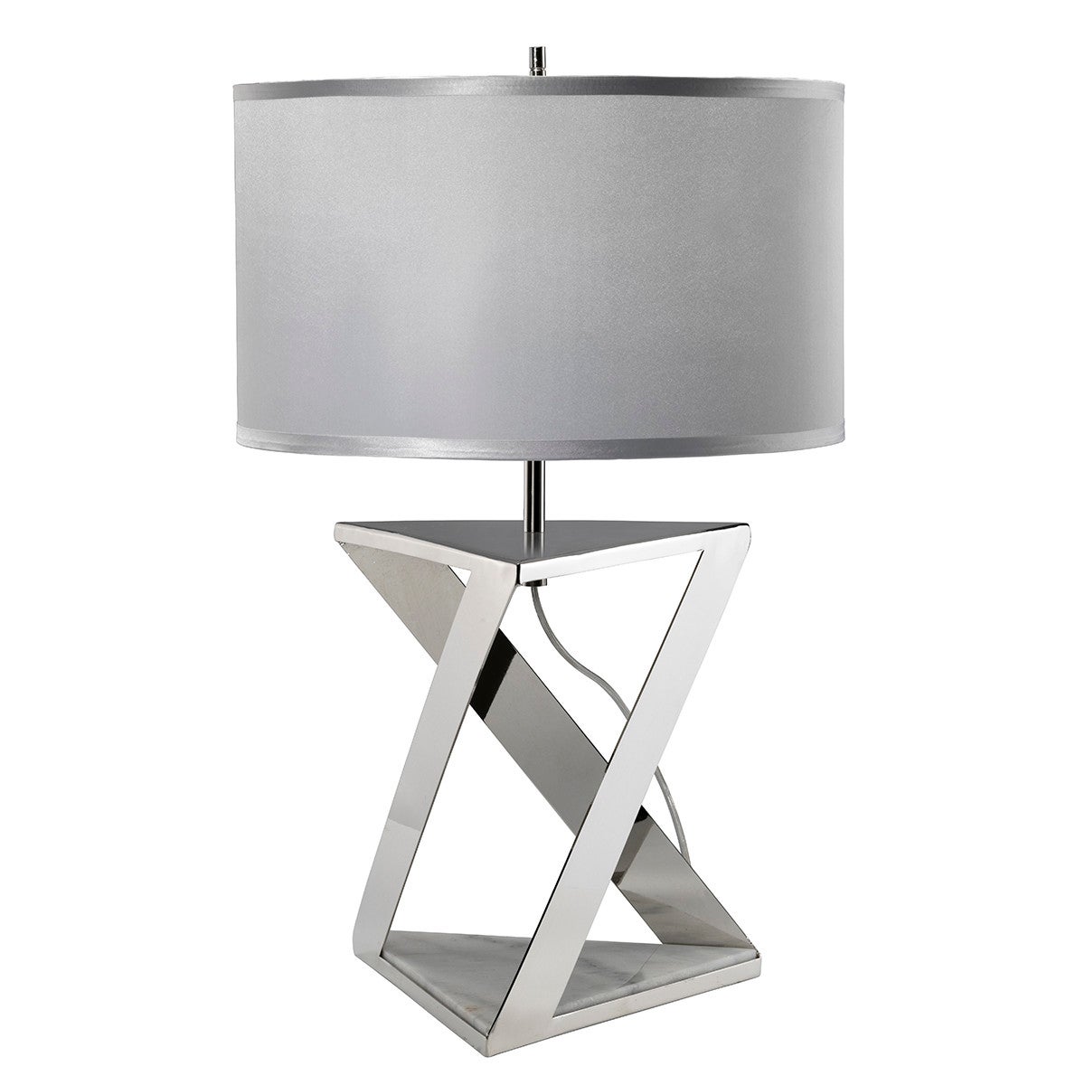 Lampă de masă Elstead Aegeus, marmură albă și metal cromat, abajur gri, E27, 60W, 70,4 cm, IP20