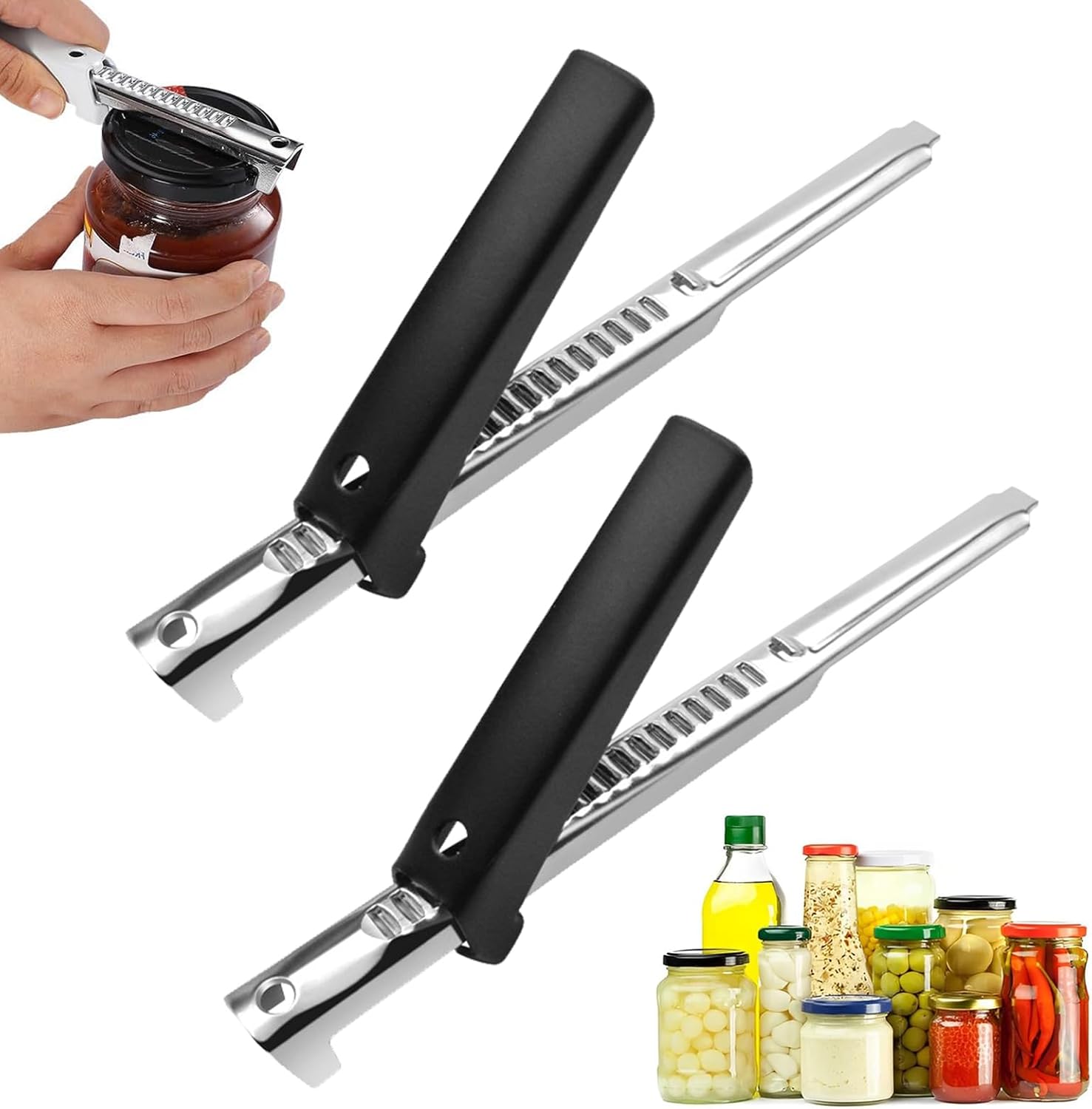 Apriscatole Manuale, apribottiglie con manico lungo, apribottiglie senza sforzo per la cucina, apribottiglie multifunzionale per anziani, lartrite e mani deboli