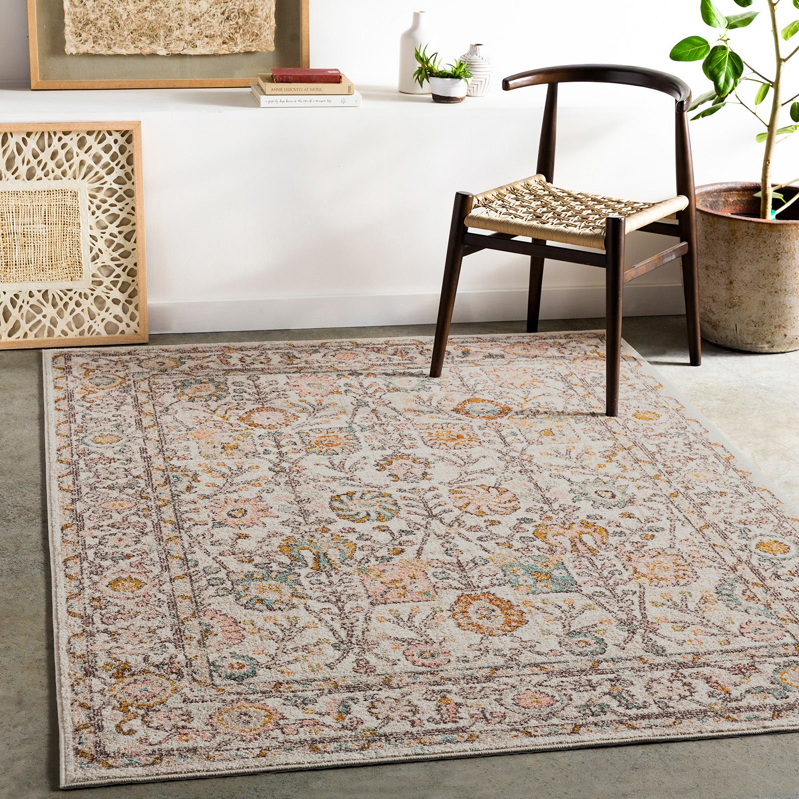 LIVABLISS Tapis Vintage Oriental Rose/Blanc 160x213 - 6