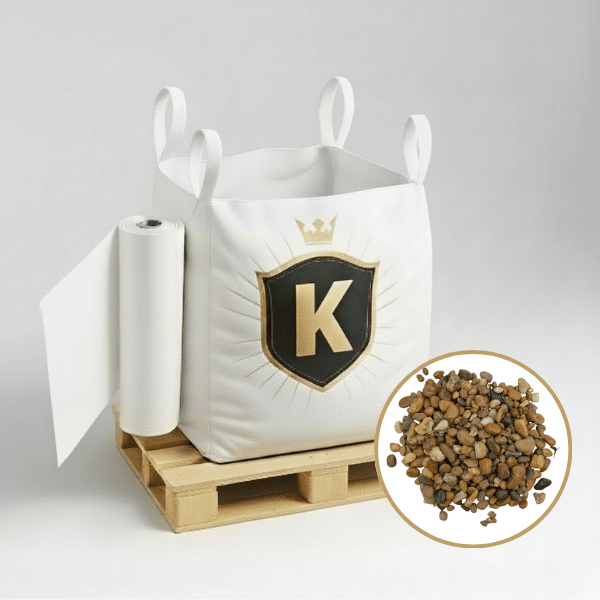 KIT Galets jaune + géotextile = 1 Big Bag galet Bellegarde 10/16 1.5T [environ 20m2 sur 5cm d'épaisseur] + 1 géotextile 25m2 - Livraison PREMIUM