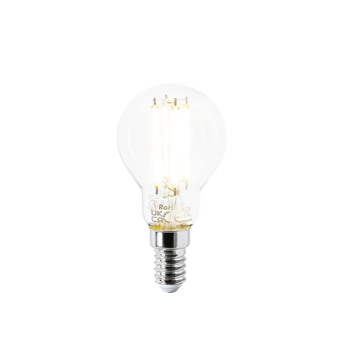 Bombilla LED E14 P45 transparente 2.2W 470lm 2700K | Leroy Merlin