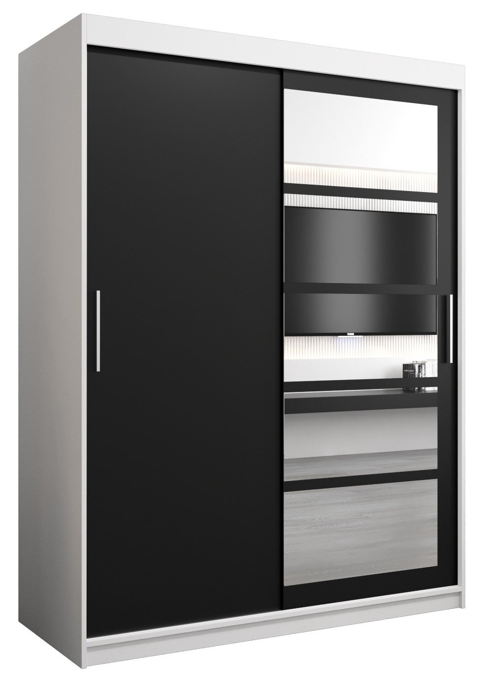 Szafa przesuwna garderoba ROMA 1 150 x 62 x 200 cm Biały + Czarny - Abiks Meble