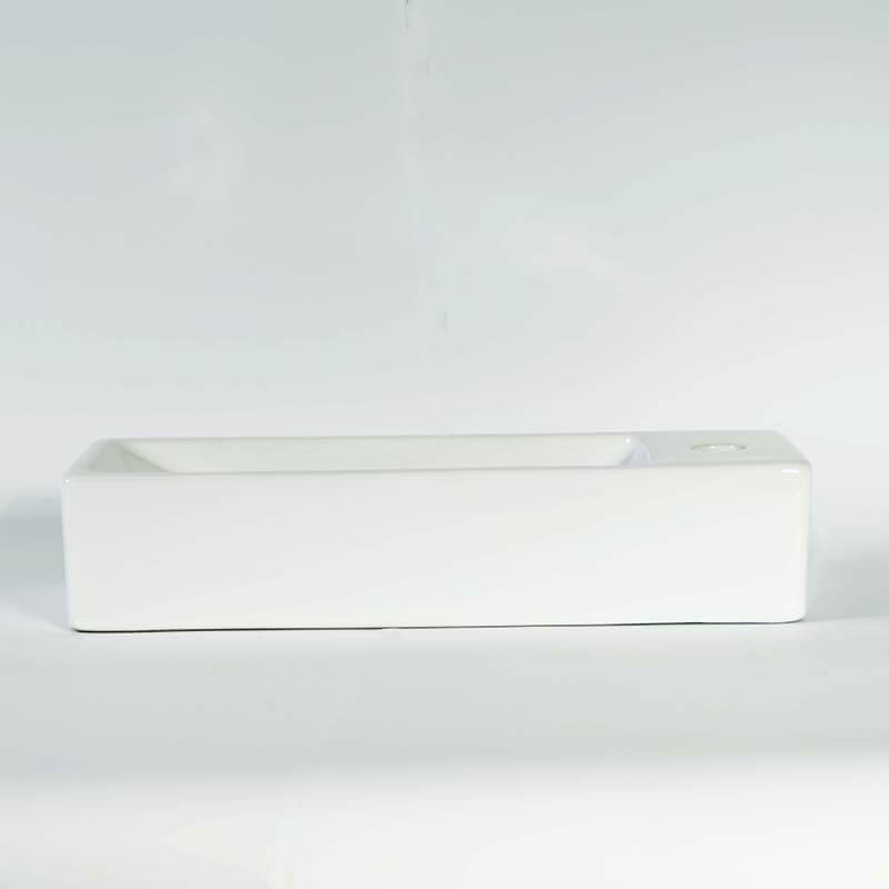 Lave main Rectangle Droite Céramique Blanc - 38x15 cm - Minimalist - 4