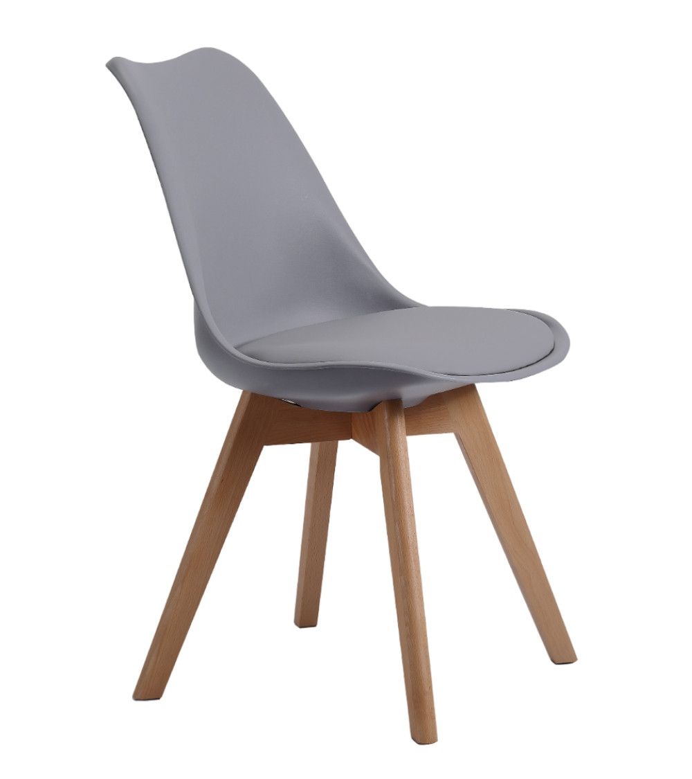 Pack de 4 sillas TULIPA estilo nórdico patas en madera en color Gris - 2