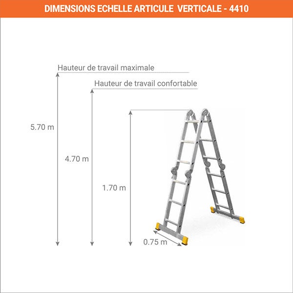 Echelle articulée avec plateau : longueur d'échelle 3.29m - 4410/P - 3