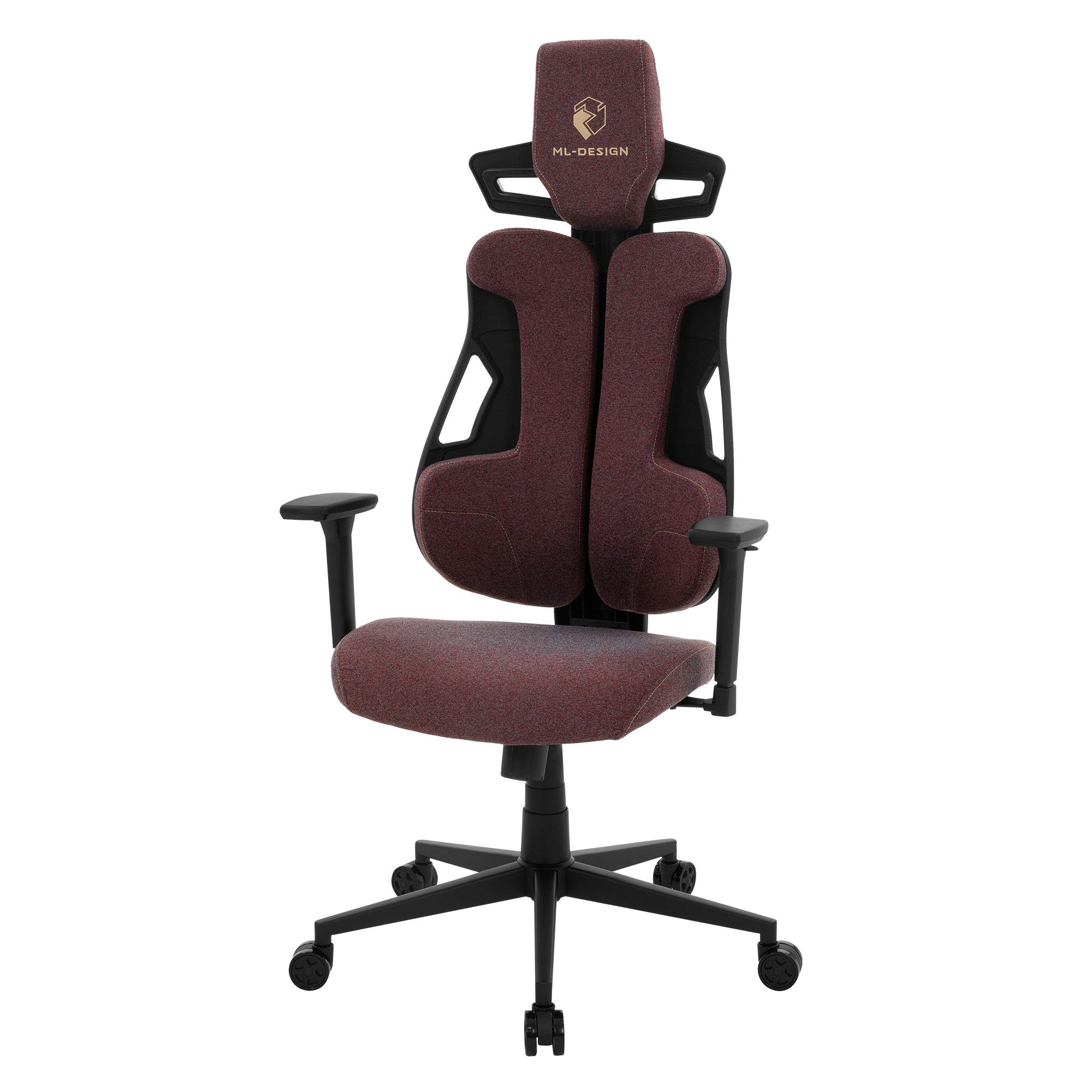 ML-Design krzesło gamingowe ergonomiczne z tkaniny czerwony z podłokietnikami 3D zagłówkiem podparciem lędźwiowym regulacją wysokości do biura