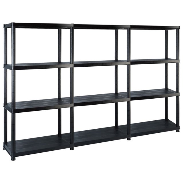 Estante de almacenaje 4 niveles negro plástico 183x30,5x130 cm vidaXL