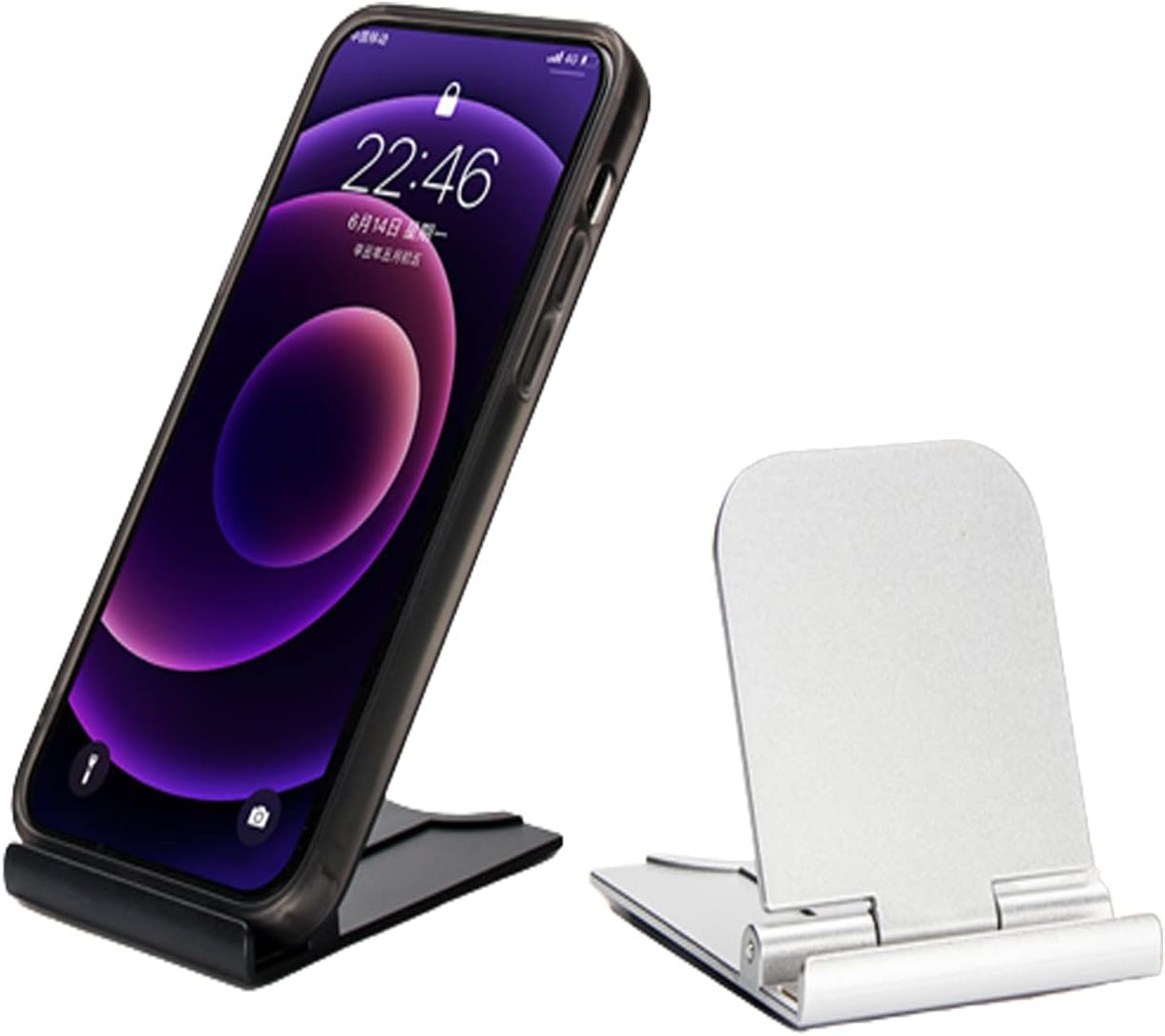 Składane stojaki na telefon, regulowany pod wieloma kątami, przenośny uchwyt na telefon, kompatybilny (1 czarny / 1 biały)