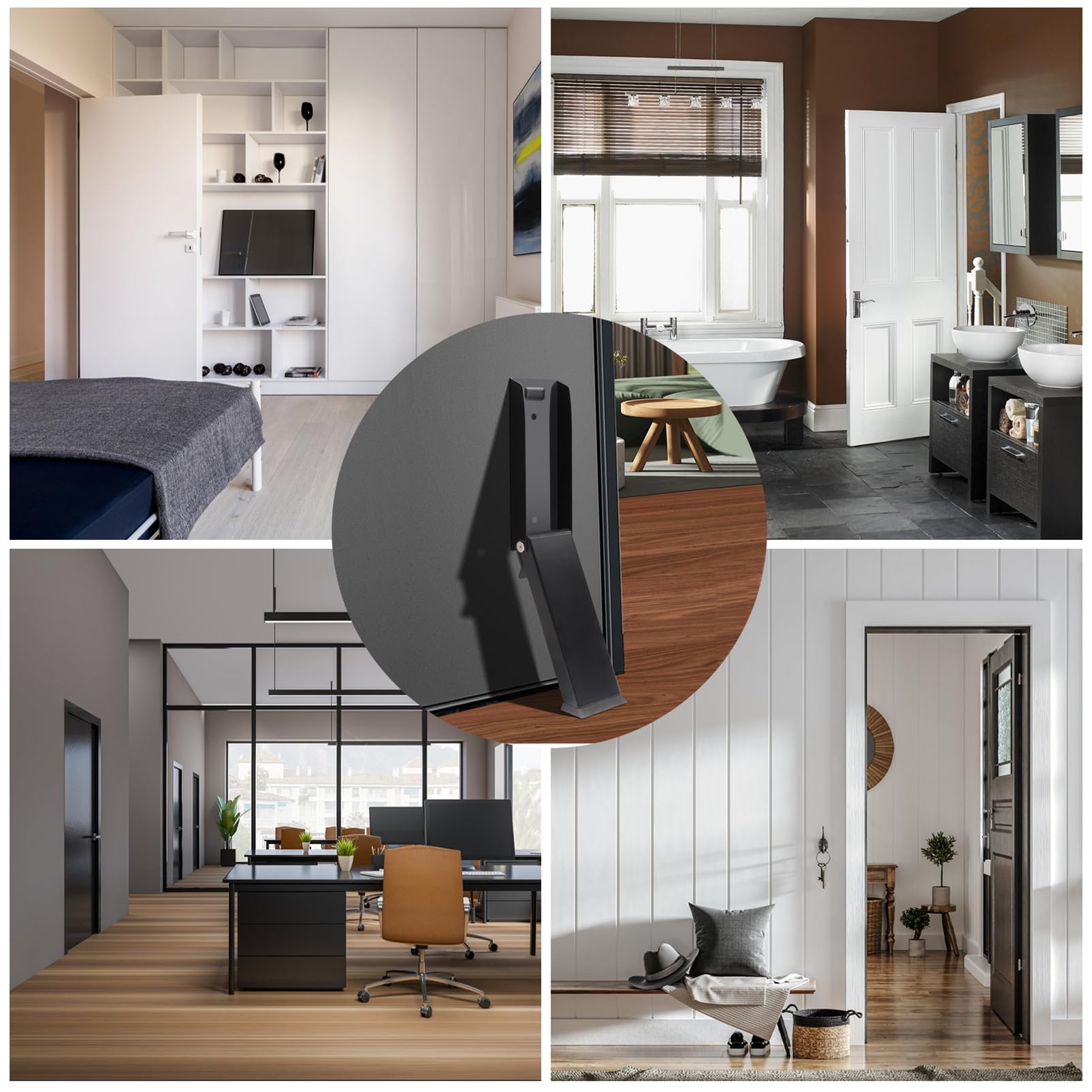 Butée De Porte, Arret De Portail Actionné Par Le Pied En Acier Inoxydable,Securite Porte D'entrée, Door Stopper Pour Tapis, Planchers En Bois, Noir - 7