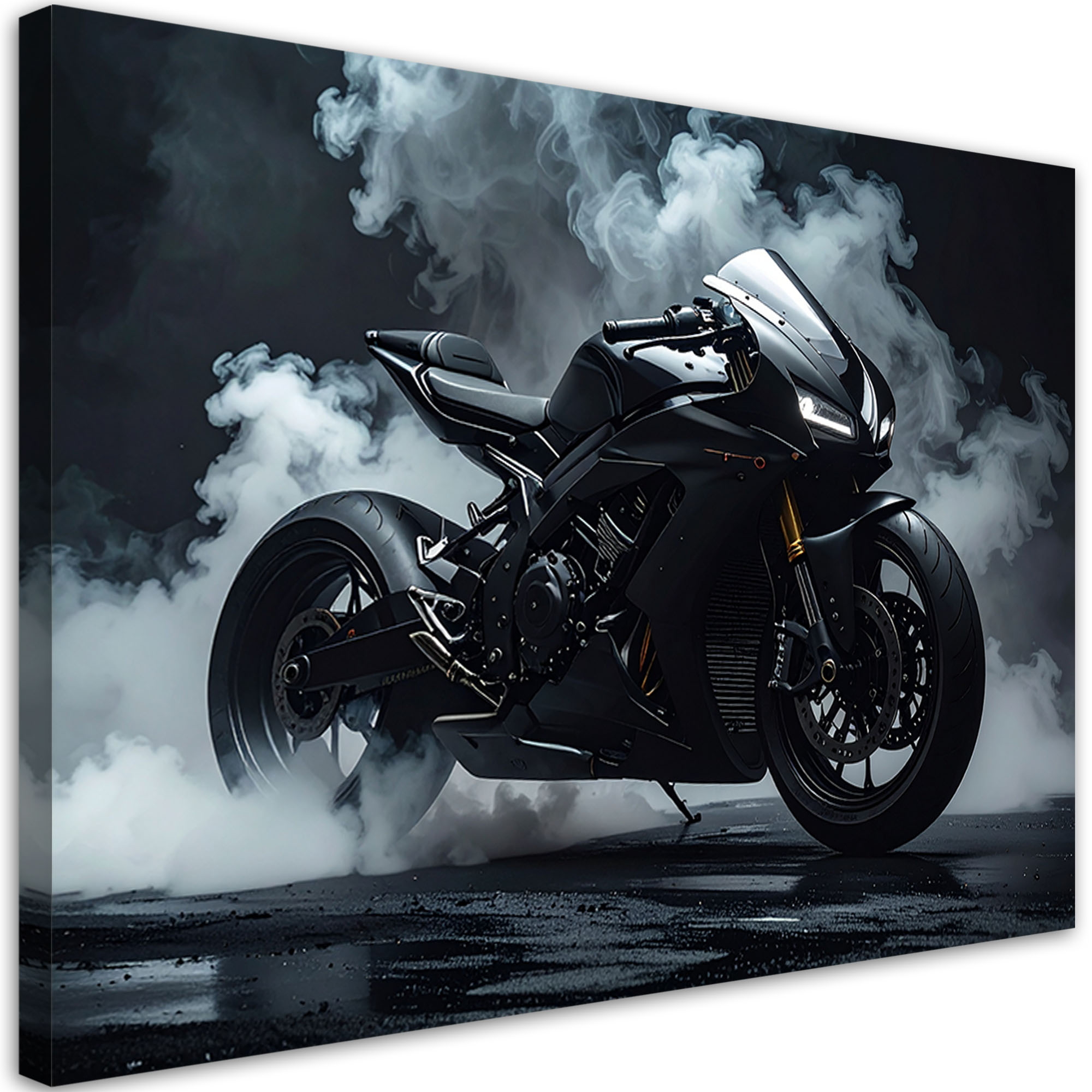 Obraz do salonu biura pokoju młodzieżowego, Czarny Motocykl Motor Ścigacz 100x70