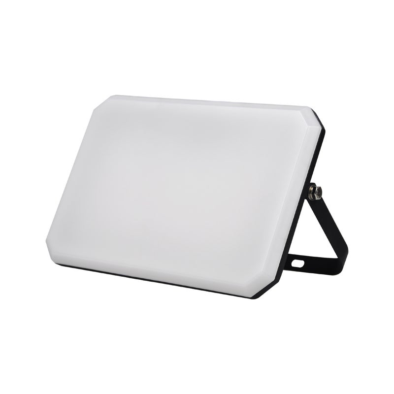 Czarny reflektor zewnętrzny LED 230V 100W 4000K mleczny klosz 10000lm 266x190x30 mm