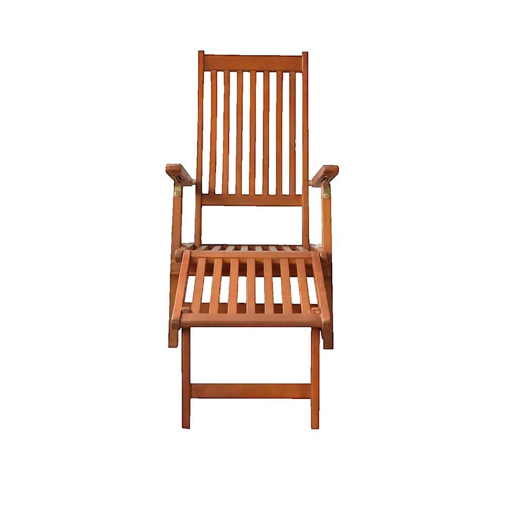 vidaXL Chaise longue d'extérieur repose-pied et coussin Acacia solide - 3