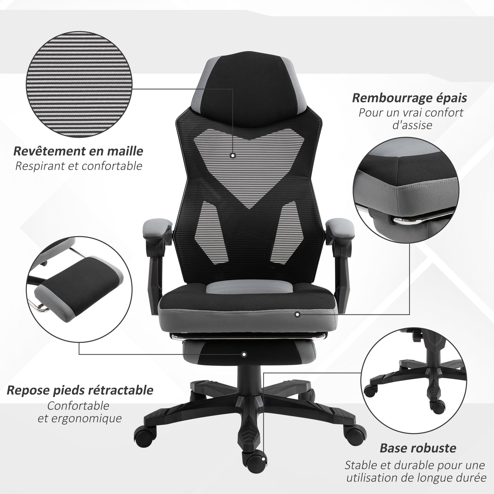 fauteuil de bureau Tissus Vinsetto - 7