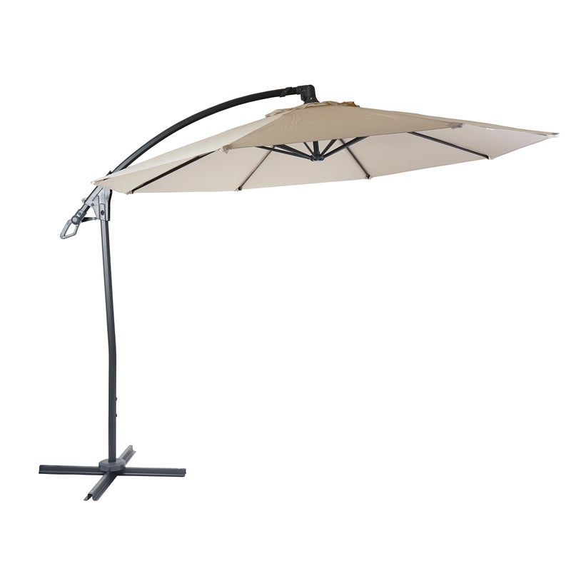 Parasol wspornikowy Deluxe HWC-D14, parasol, okrągły Ø 3m poliester aluminium/stal 14kg ~ kremowo-biały bez stojaka
