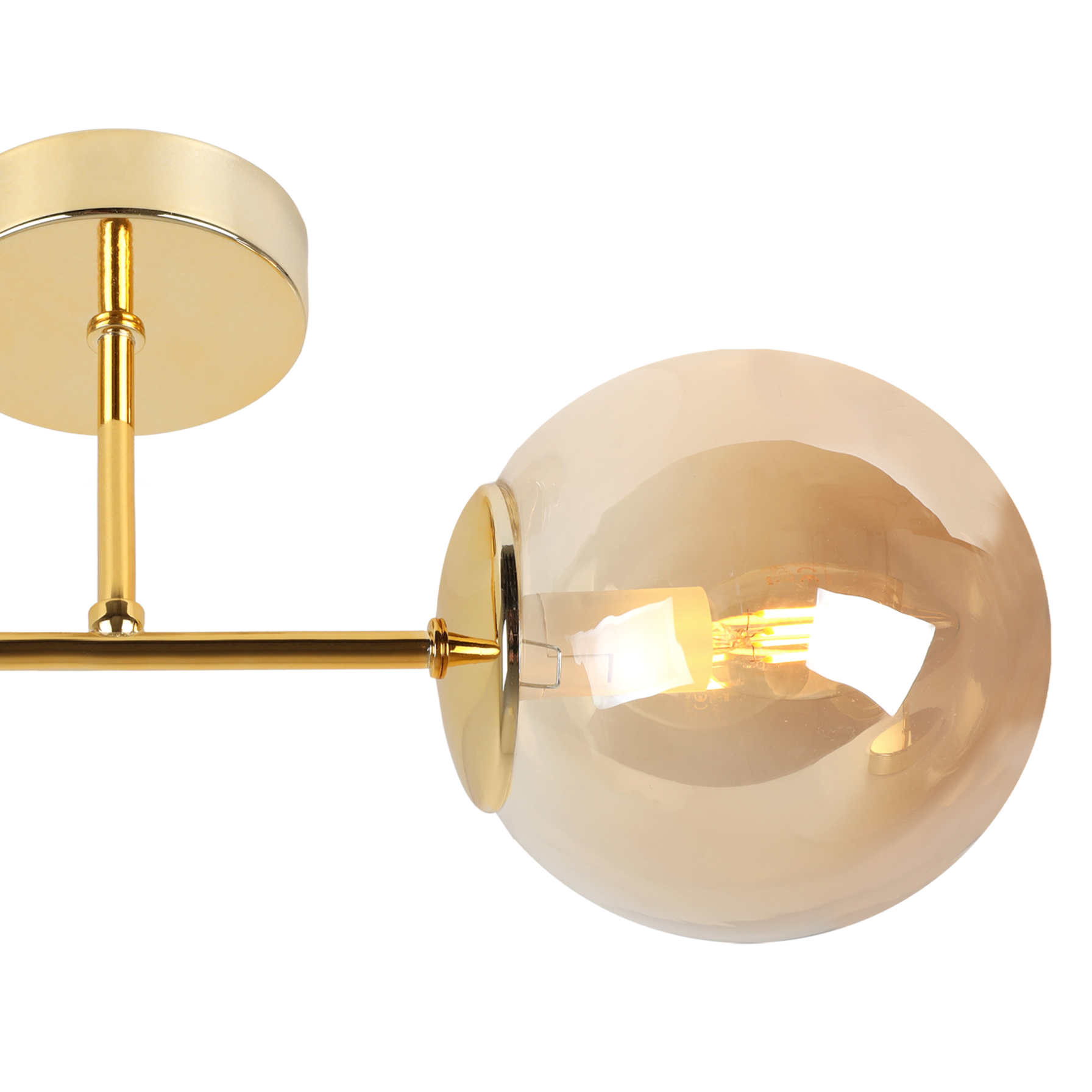 Lampa kinkiet ścienny złoty Siena loft 1xE14 klosz kula szklana miodowa Light Home LH - 5