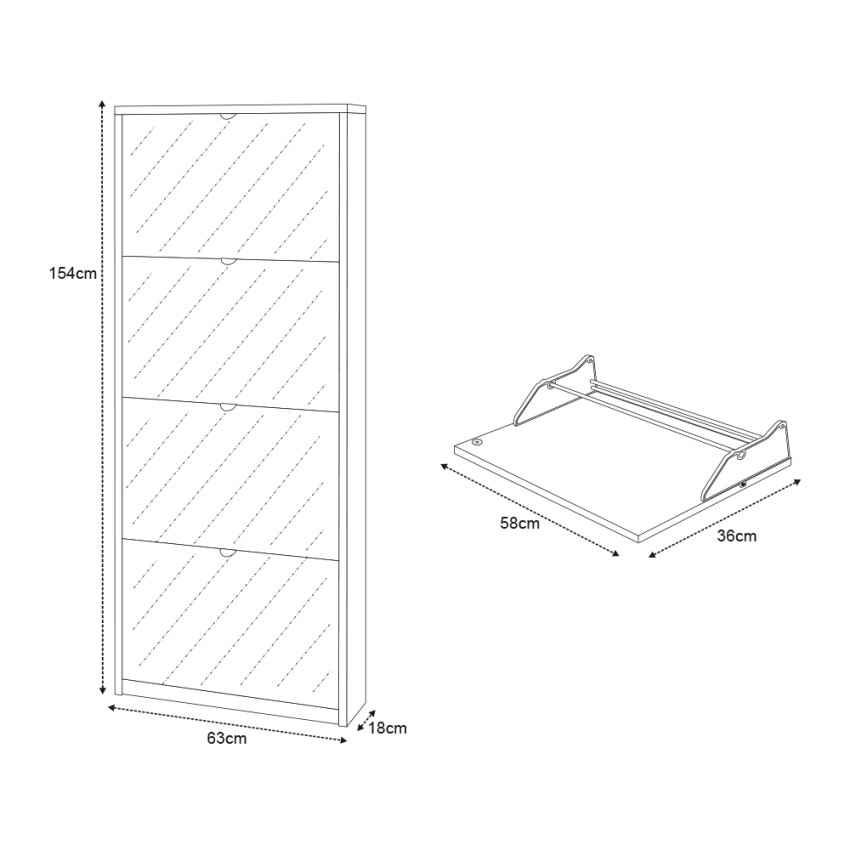 Armoire à chaussures moderne 4 portes avec miroir 10 paires de chaussures Glenn - 5