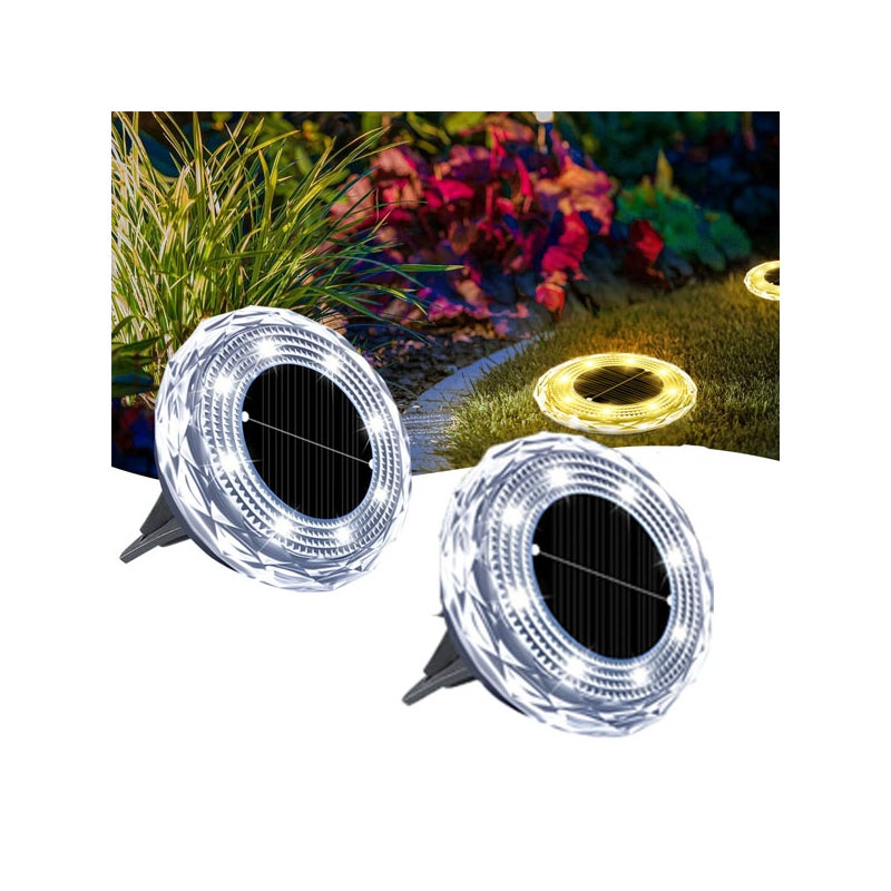 2 sztuki - Solarne lampy ogrodowe z ciepłym światłem, dekoracja LED na zewnątrz i oświetlenie ambientowe