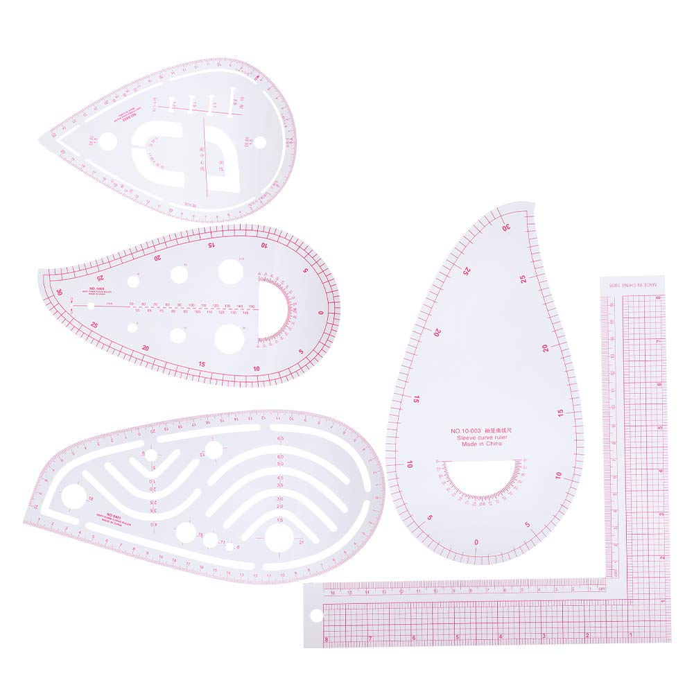 Yikuo Set Di 9 Righelli Da Cucito Metrici Trasparenti – Righelli Curvi, Triangolari, Per Giromanica, Per Principianti, Sarti E Designer - 3