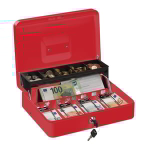 Cassetta Portasoldi Relaxdays Con Scomparti Per Banconote E Monete - Grigio 30,5x24,5x8,5 Cm - Foto 5