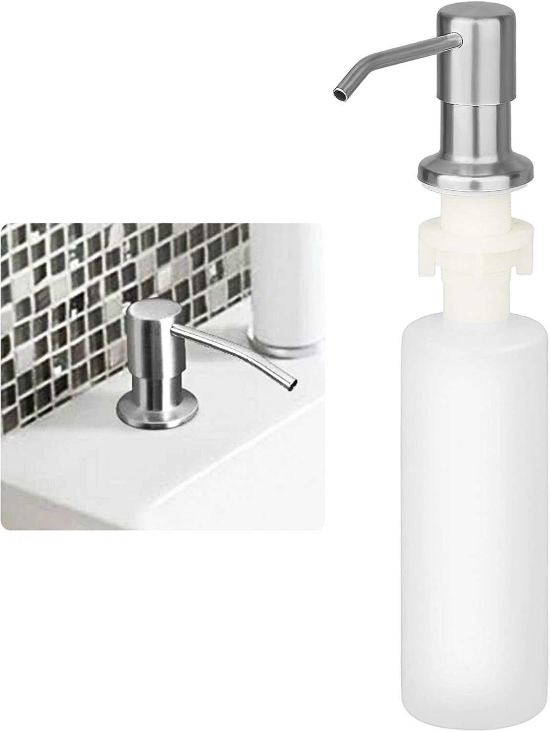 Wbudowany dozownik mydła w płynie z butelką 300 ml, dozownik mydła w piance do zlewu, dozownik płynu do mycia naczyń w kuchni