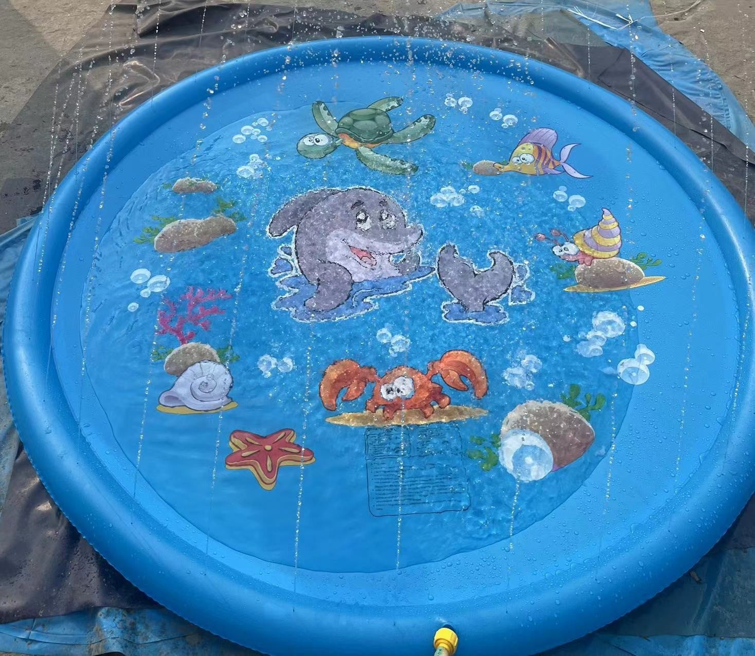 Tapis Jet D’eau Enfant 170 Cm – Splash Pad Dauphin, Antidérapant, Gonflable, Pour Jardin Et Extérieur