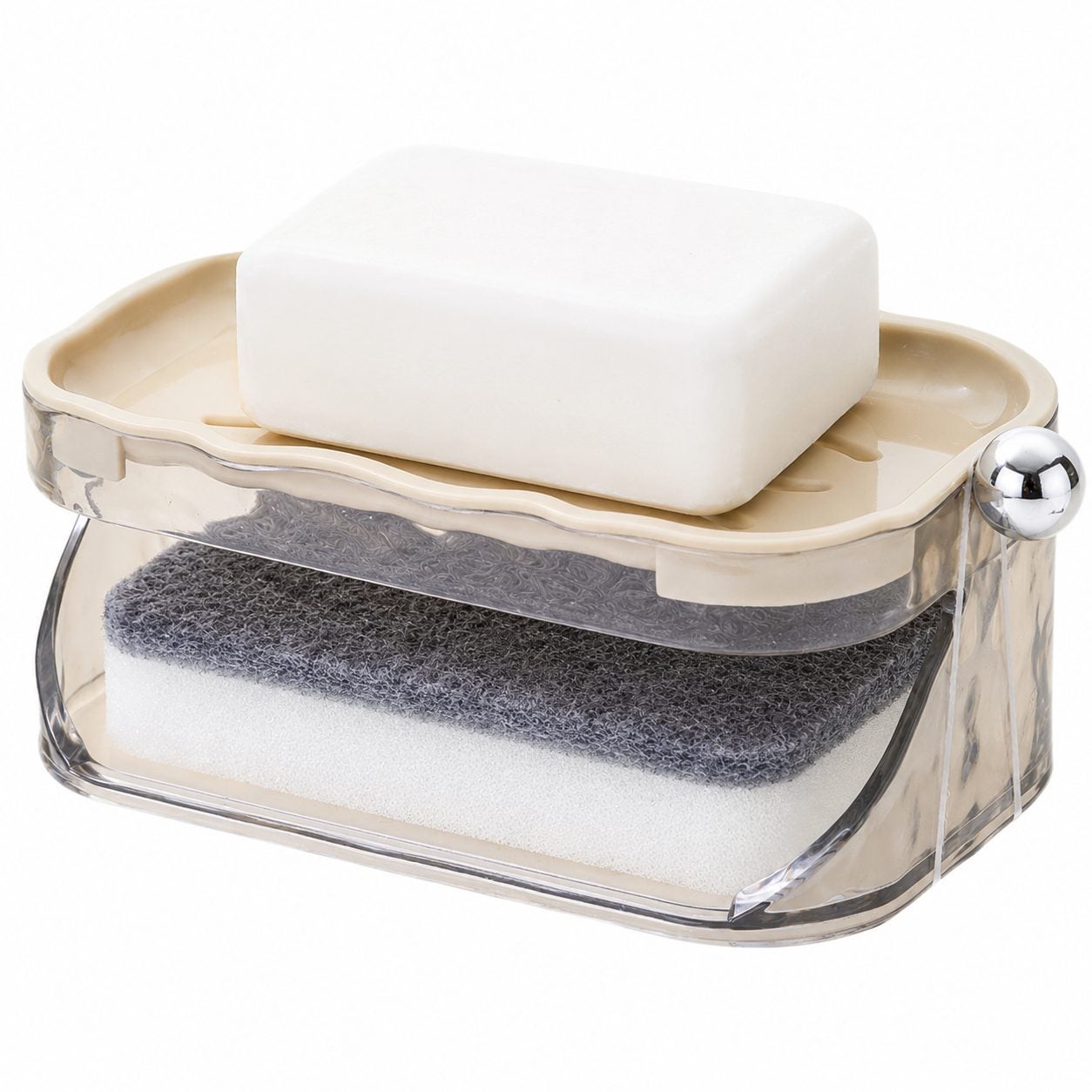 Sapuniera dubla Flippy EasyDry, cu suport pentru burete, bej