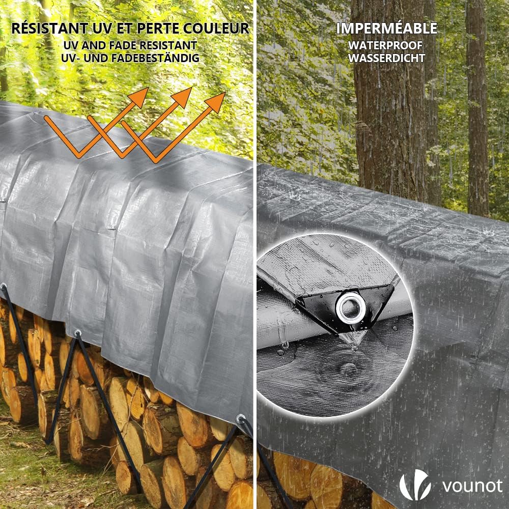 Bâche de Protection en Polyéthylène Bâche Imperméable Ultra Lourde et Résistante Revêtue des Deux côtés avec Oeillets en Aluminium Couverture Étanche - 3