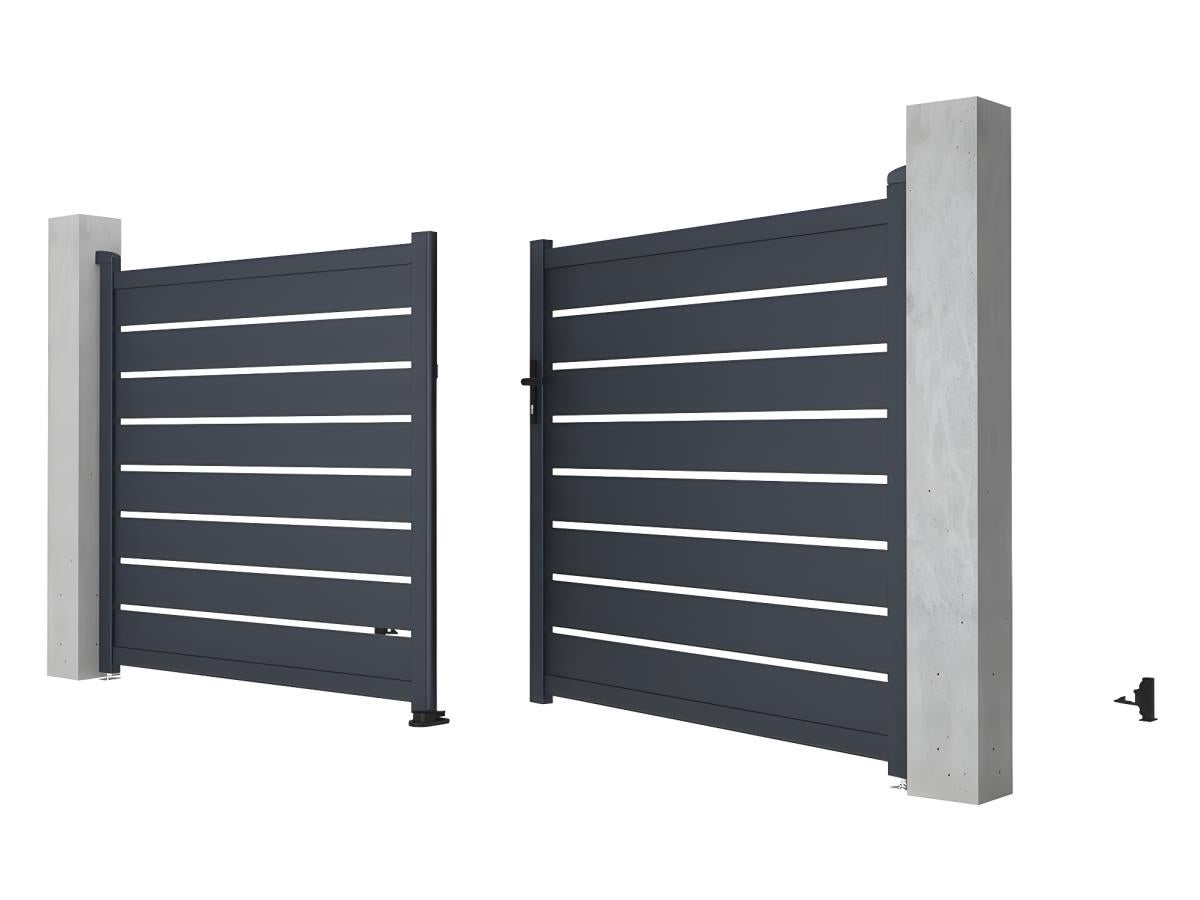 Portail battant aluminium ajouré L355 x H166 cm anthracite - PRIMO - 8