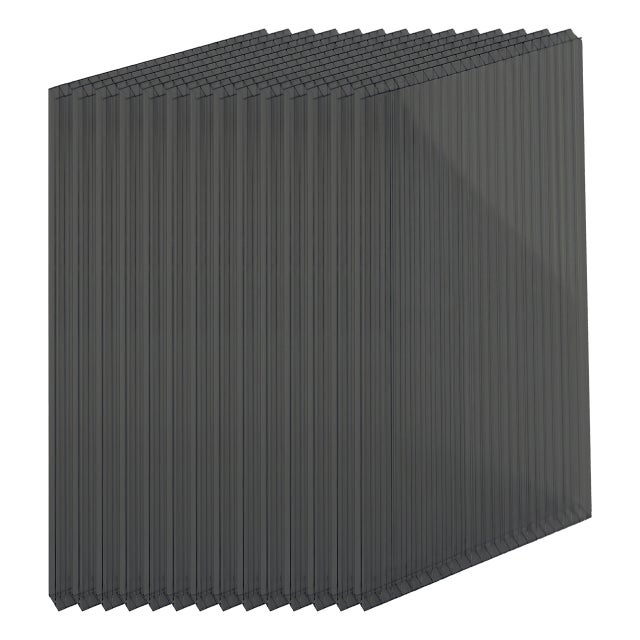 Pannelli alveolari a doppia parete, set da 14, 4 mm, per serra, 121x60,5 cm, policarbonato, antracite, relaxdays