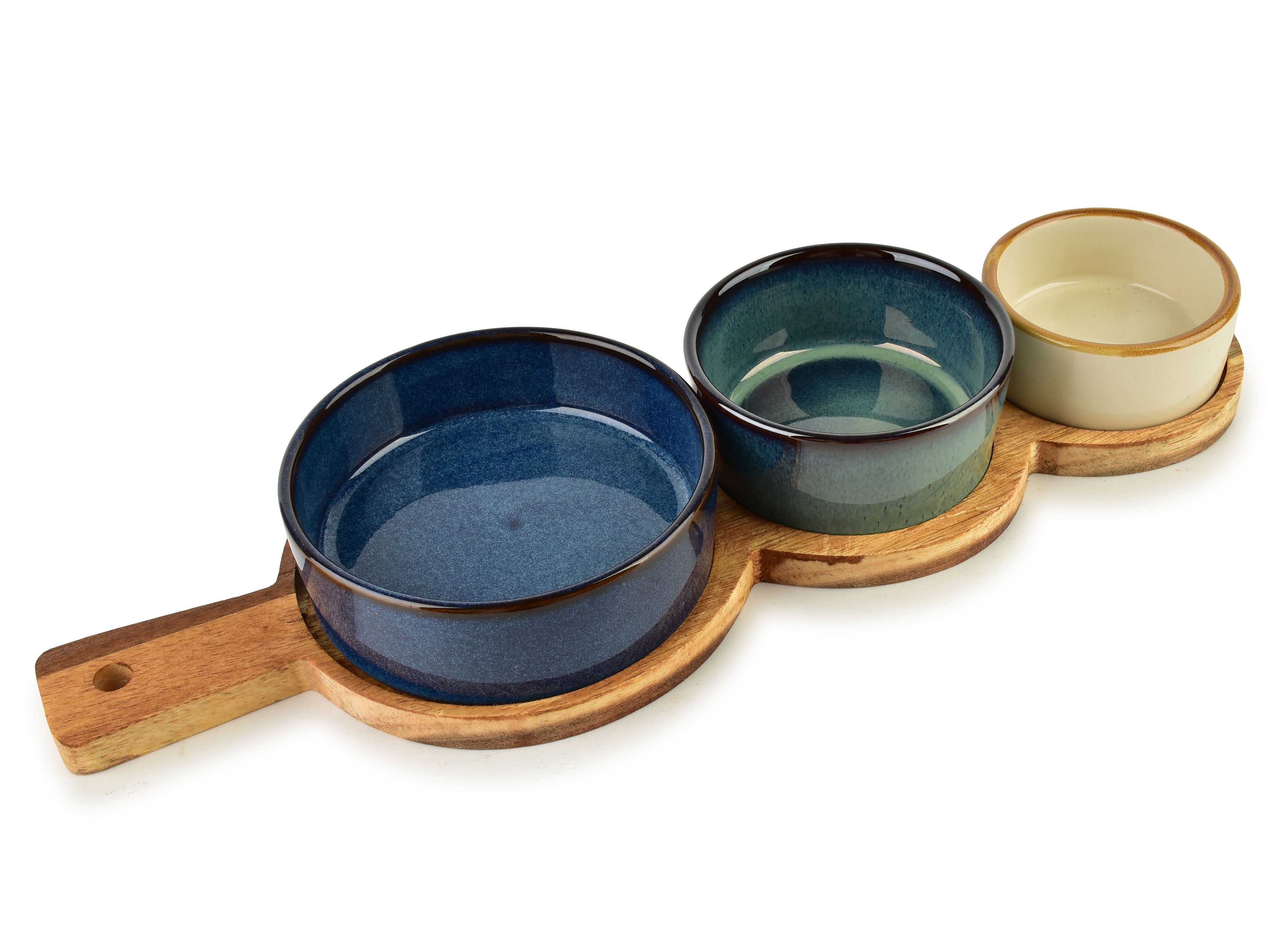 Modern kitchen deska z 3 miskami 11x3,5 8,5x47x3,3cm(35x12x1,2cm) 160ml/120ml/80ml