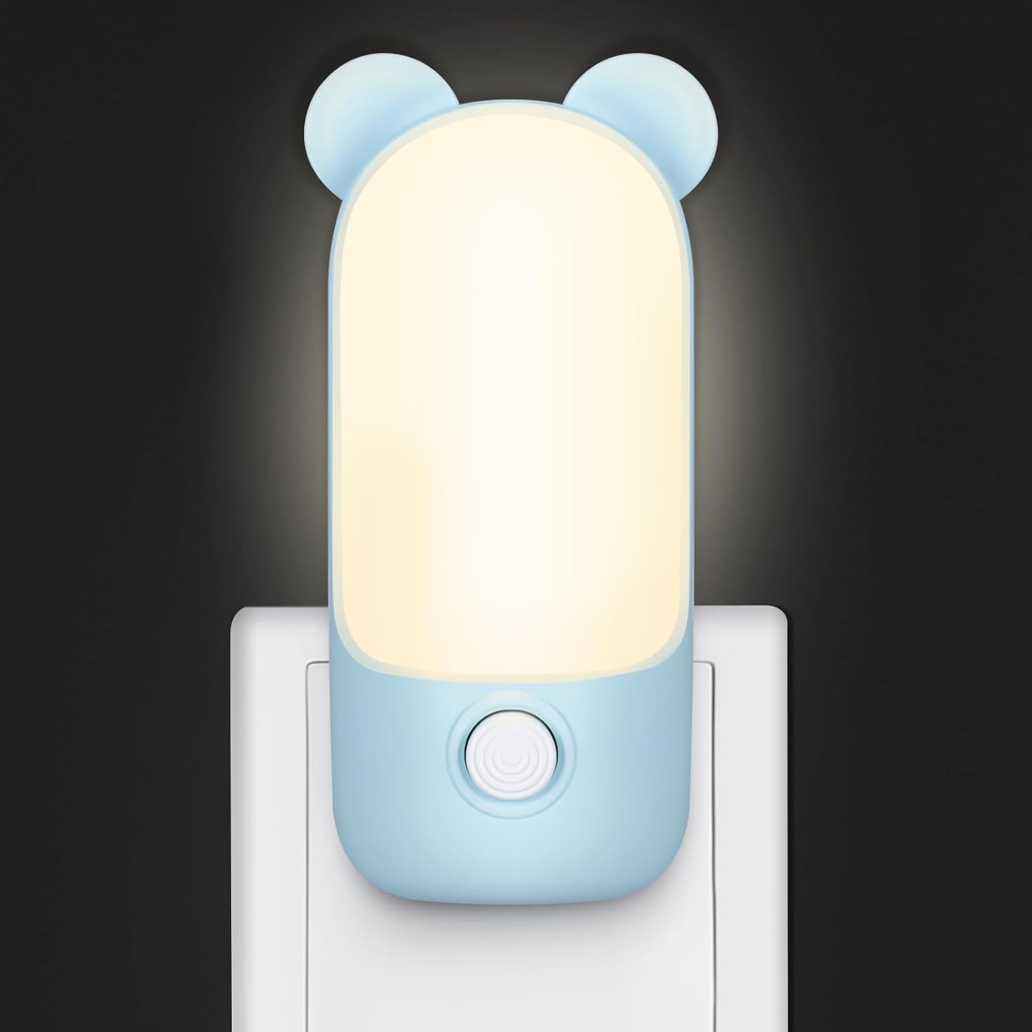 1 niebieska lampka nocna podłączana do gniazdka elektrycznego, lampka nocna dla dzieci z 2 trybami, lampka nocna LED do karmienia piersią, idealna do