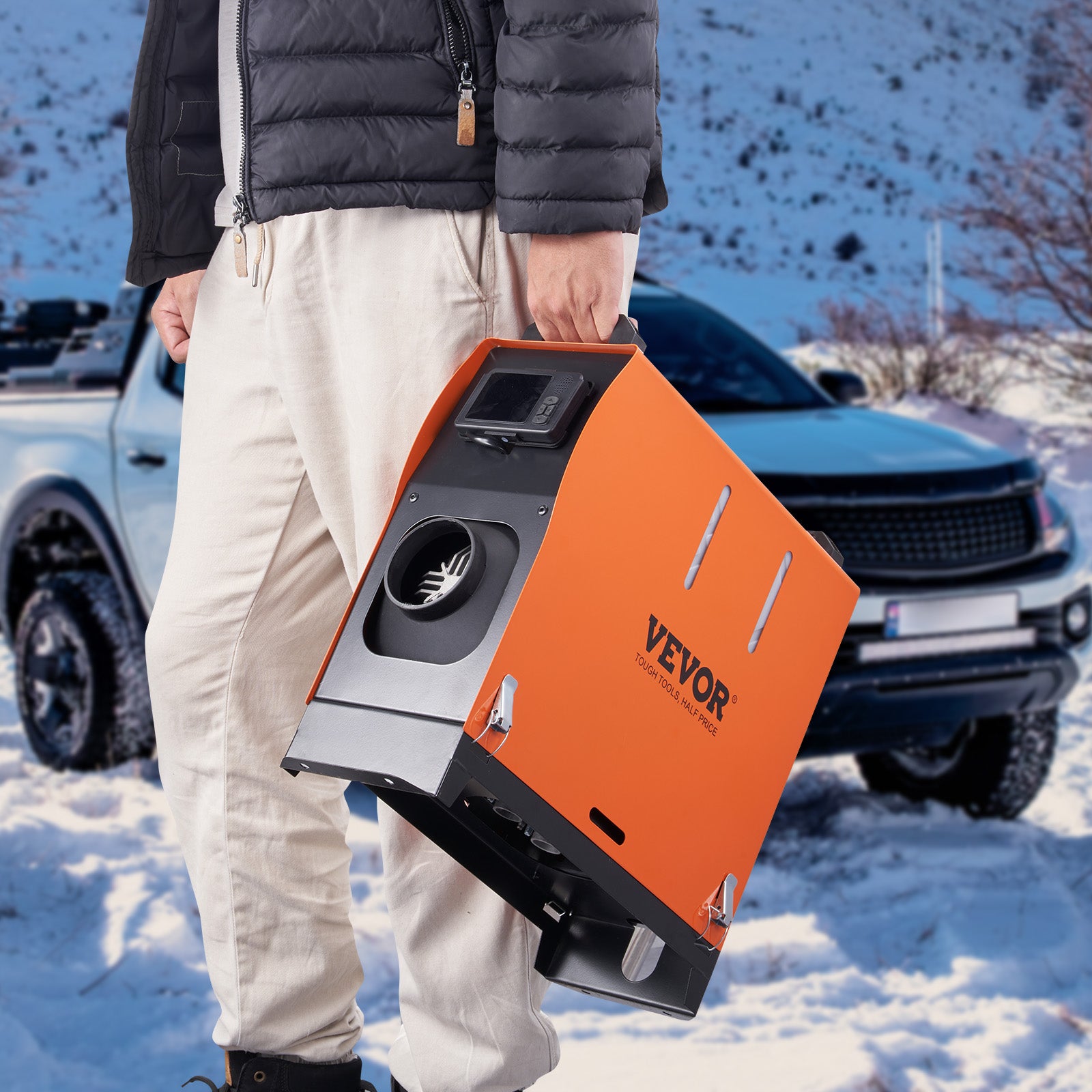 8KW Chauffage Diesel Tout-en-Un VEVOR Portable 12V Réchauffeur Air Diesel 20-25m² Contrôle Intelligente LCD Bluetooth Télécommande pour Bateau RV Auto - 8