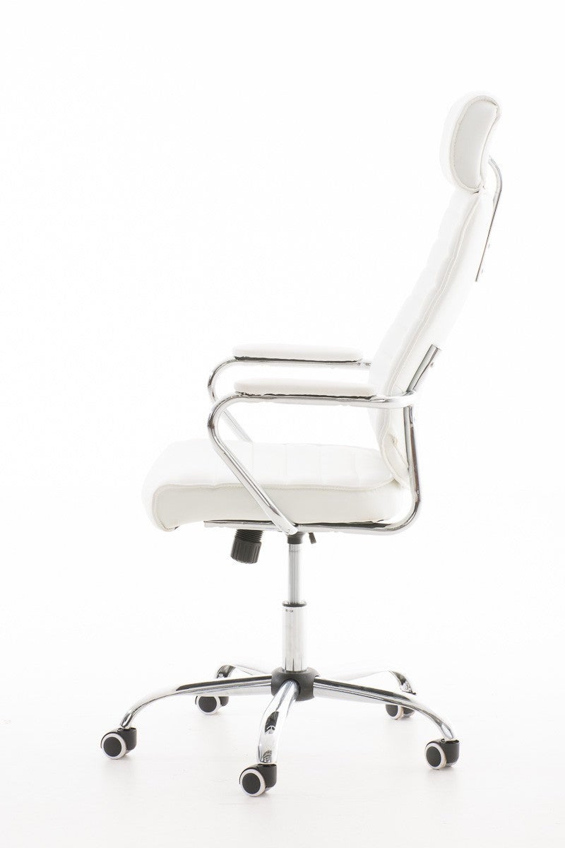 Fauteuil de bureau à roulettes en synthétique blanc hauteur réglable BUR10002 - 3