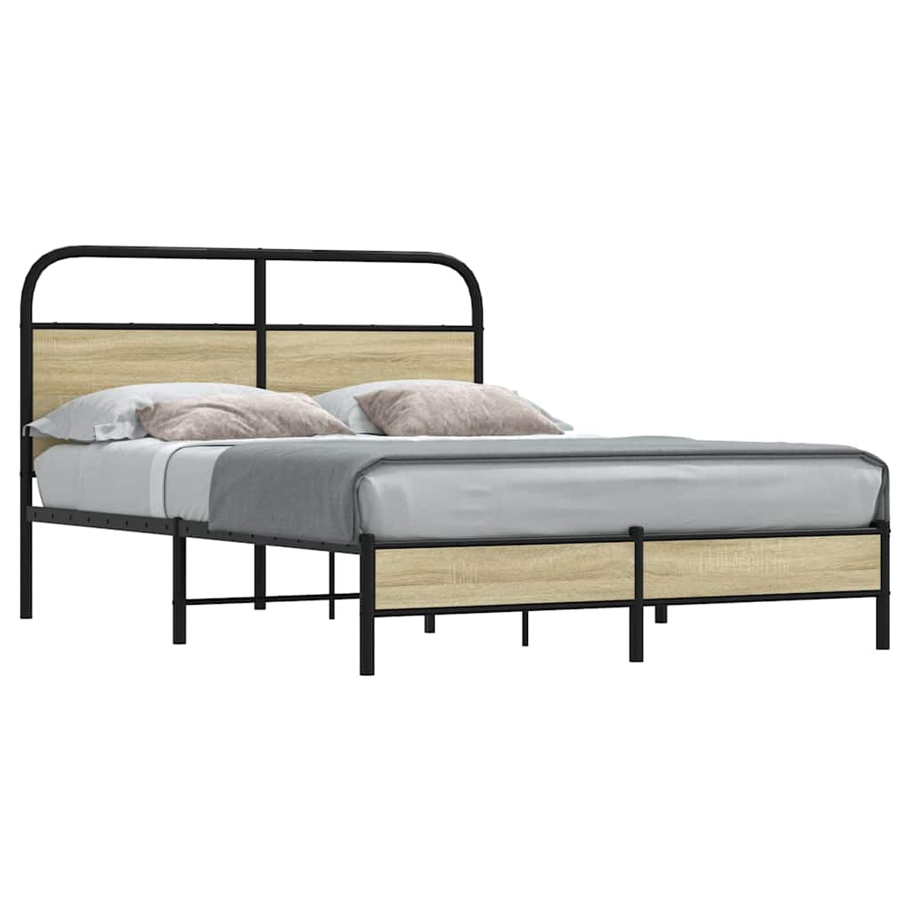 Cama casal | Cama de adulto | Estrutura cama s/ colchão derivados de madeira carvalho sonoma CFW783288 - 2