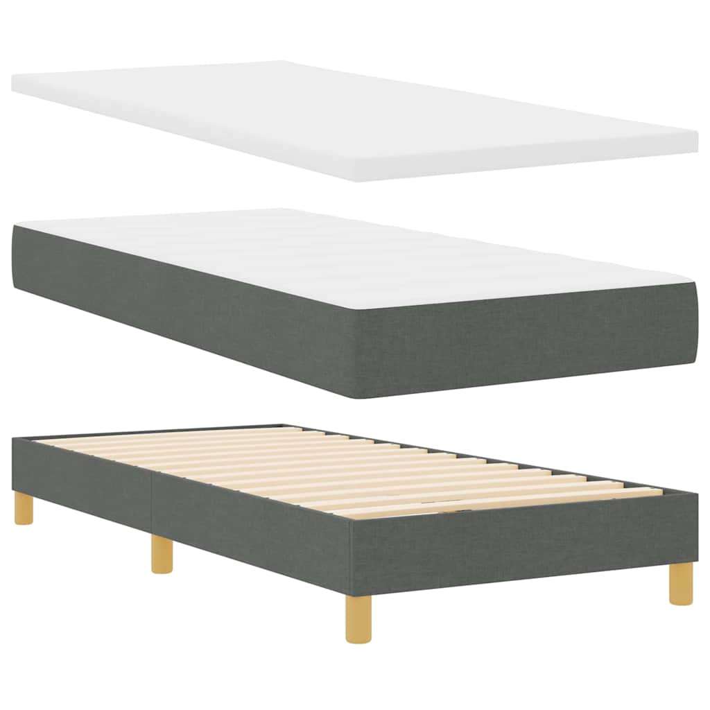 Cadre de lit avec matelas Gris foncé 90 x 200 cm tissu - 6