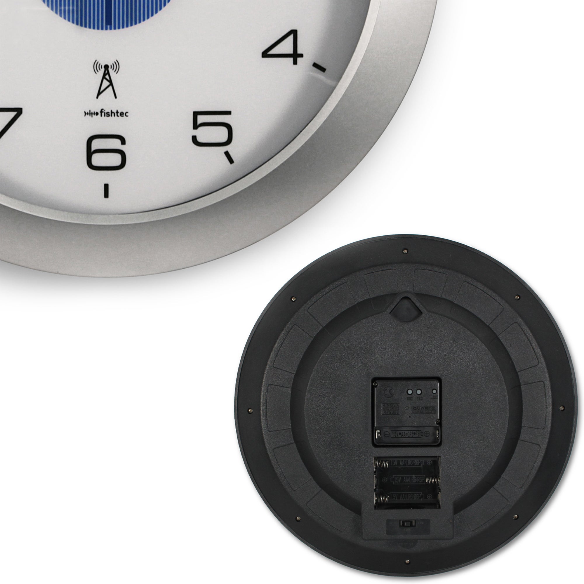 Orologio da parete luminoso LED radiocontrollato FISHTEC Ø30 cm 3 modalità di illuminazione Silenzioso ABS 4 pile AA Decorazione muro - 8