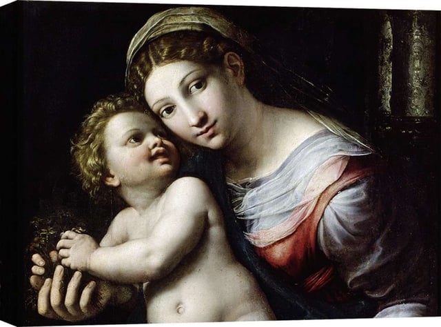 Impression sur toile - Giulio Romano, Vierge à l'Enfant (détail) - 120x90 cm