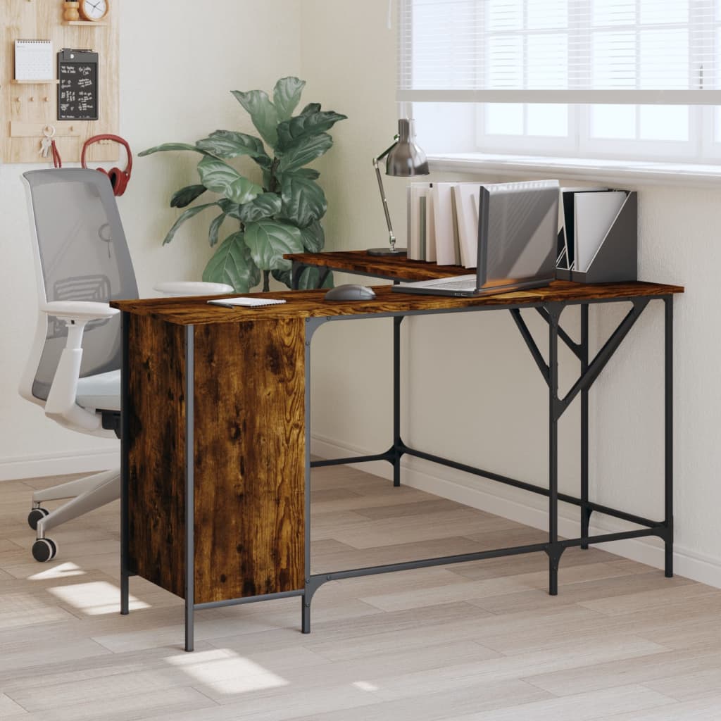Bureau，Table de travail，Table d'étude chêne fumé 141x141x75 cm bois d'ingénierie CWV38329 - 2