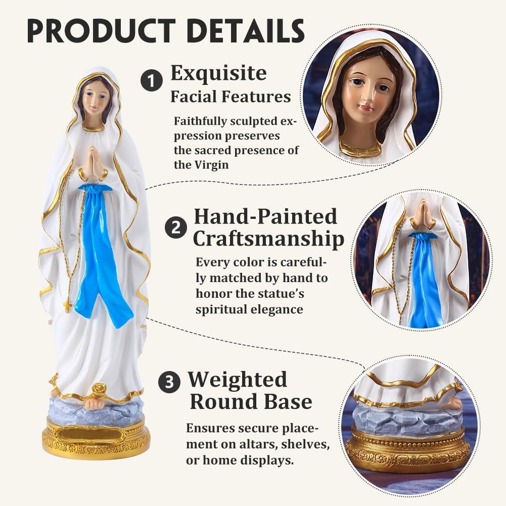 Porte-chapelet Vierge Marie - Statue Religieuse En Résine, Décoration Pour étagère, Cheminée Ou Table - 12