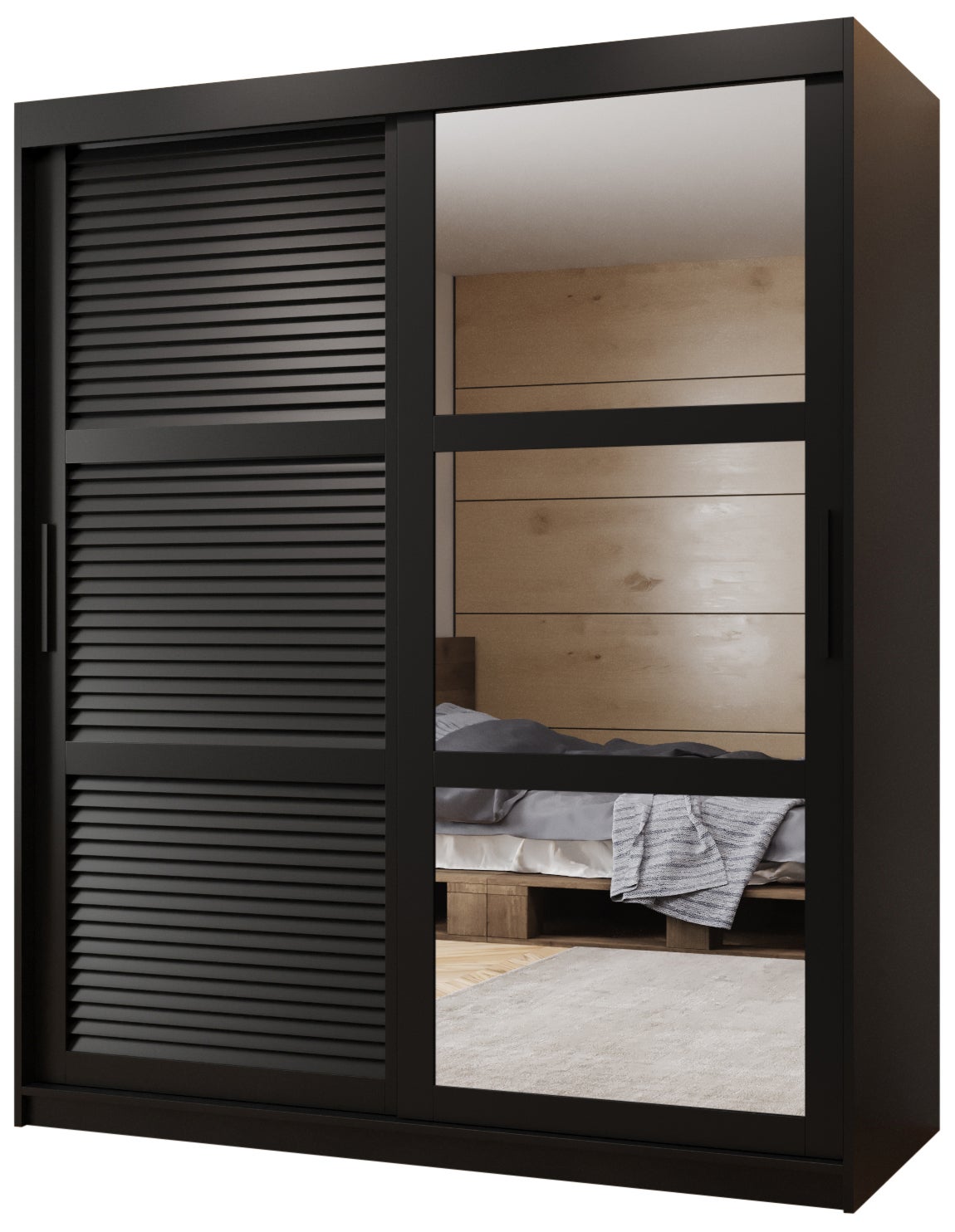 Szafa przesuwna garderoba ŻALUZJA 2 150 x 62 x 200 cm Czarny - Abiks Meble