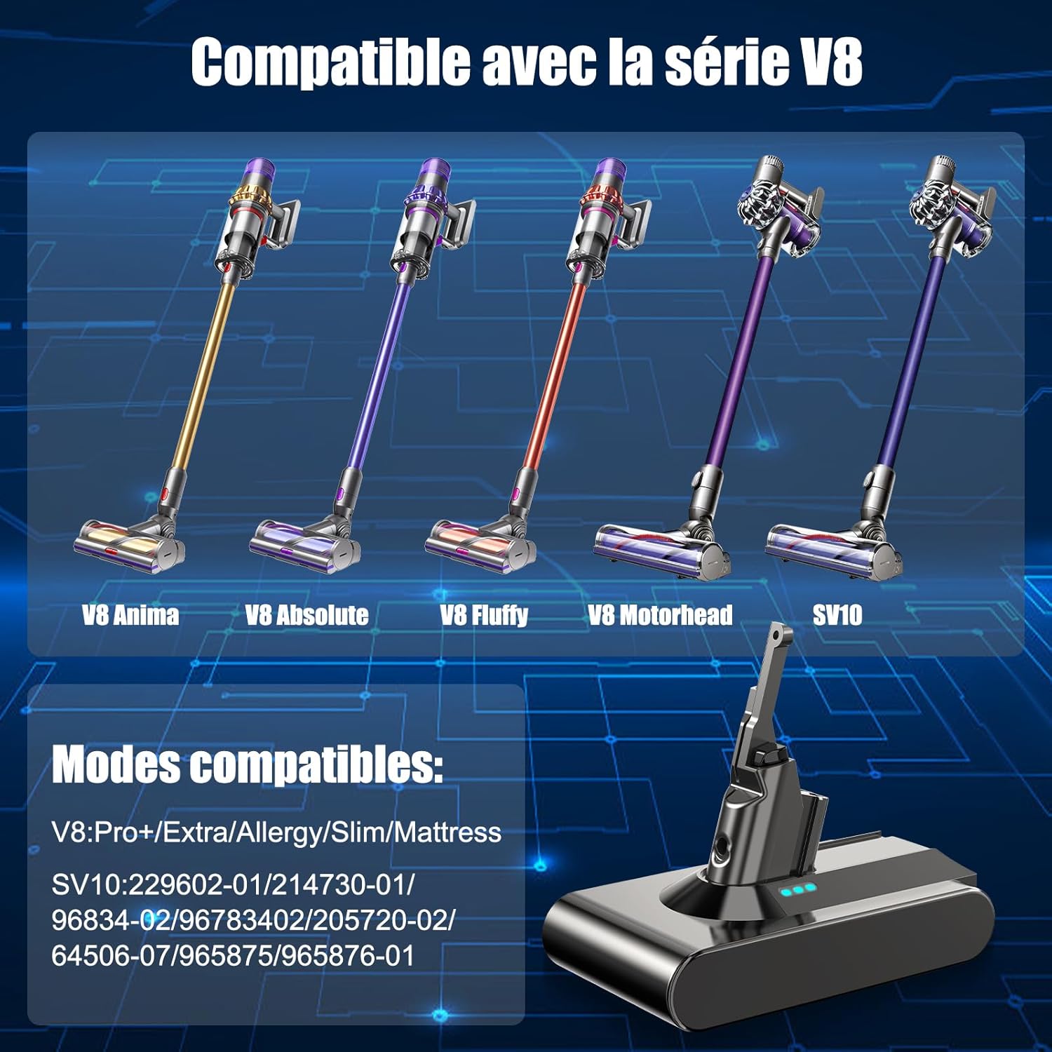 4800mAh Batterie pour Dyson V8, Batterie de Remplacement Compatible avec Dyson V8 Absolute V8 Animal v8 Fluffy V8 Motorhead - 2