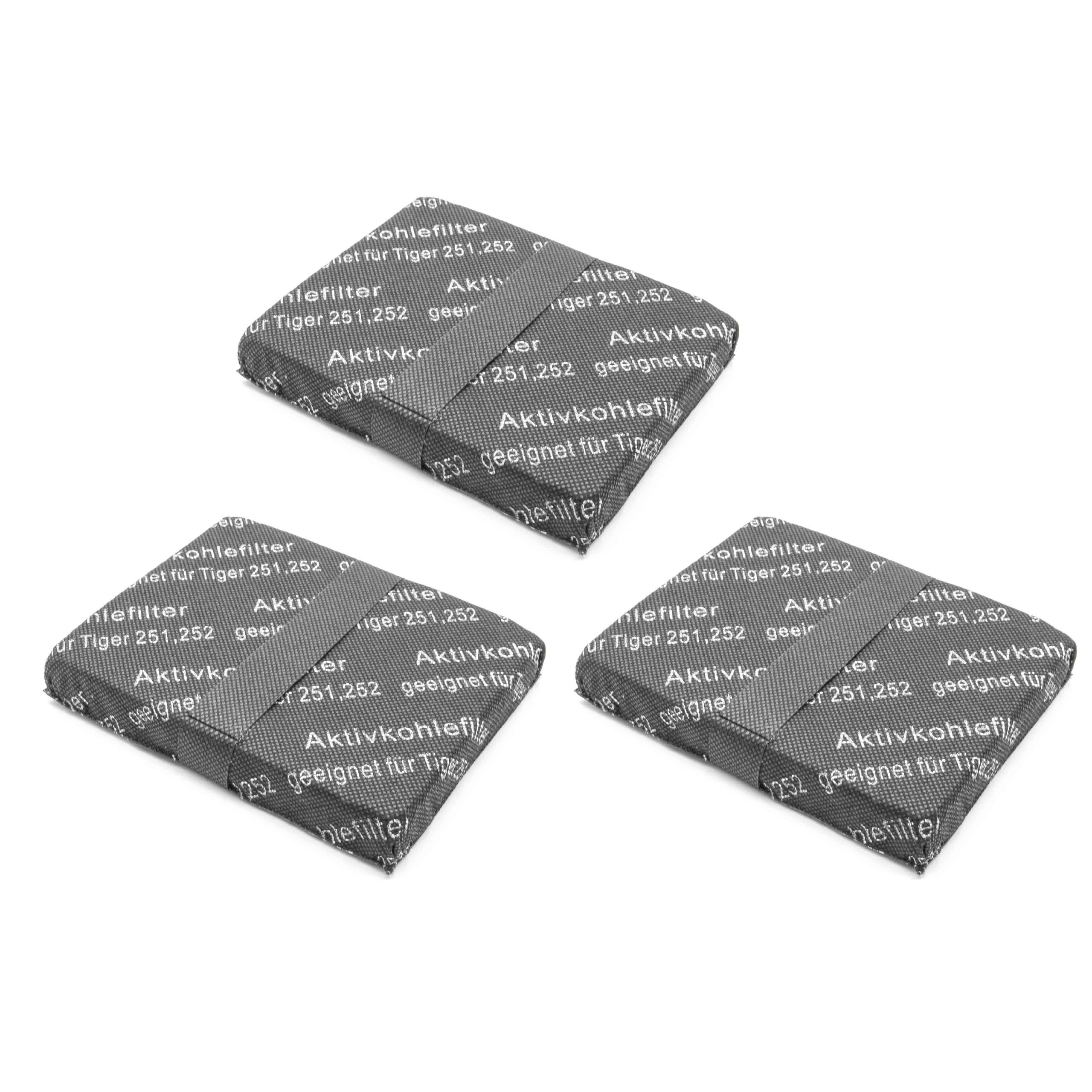 vhbw 3x Filtres à charbon actif compatible avec Vorwerk Tiger 250, 251, 252, 260 aspirateur - Lot de filtres, noir - 2