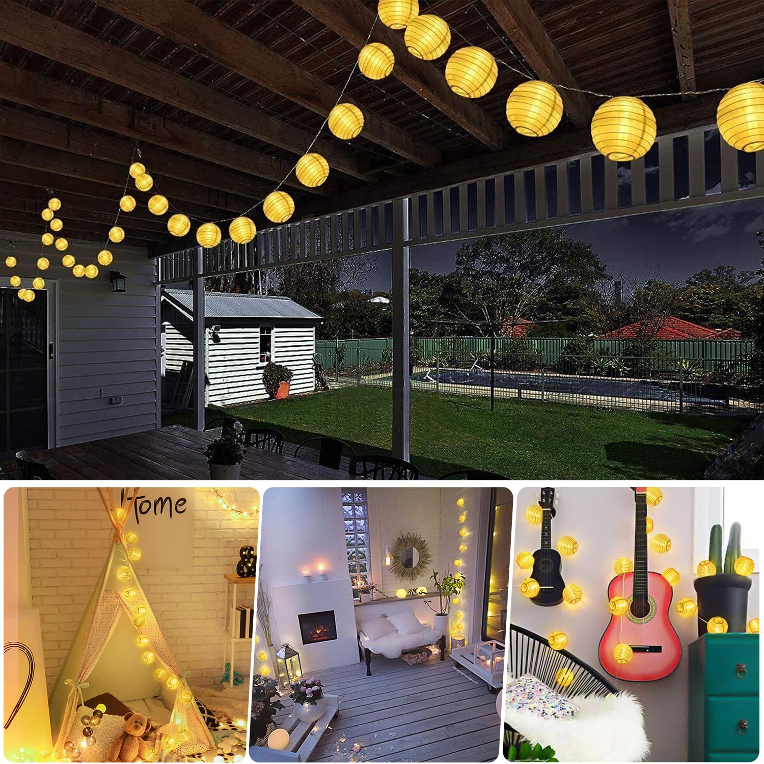 Guirlande lumineuse LED Lampion, 20 LEDs Lampe Lanterne, Guirlande Lumineuse à - 2