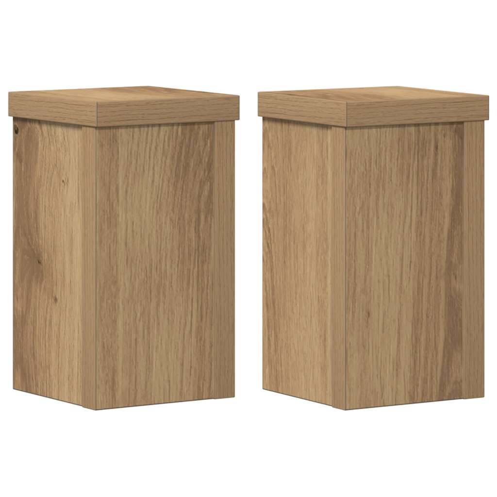 Lot de 2 supports pour plantes chêne artisanal en panneau de bois - 2